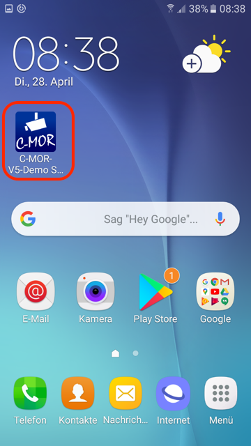 C-MOR als APP auf Android Startbildschirm