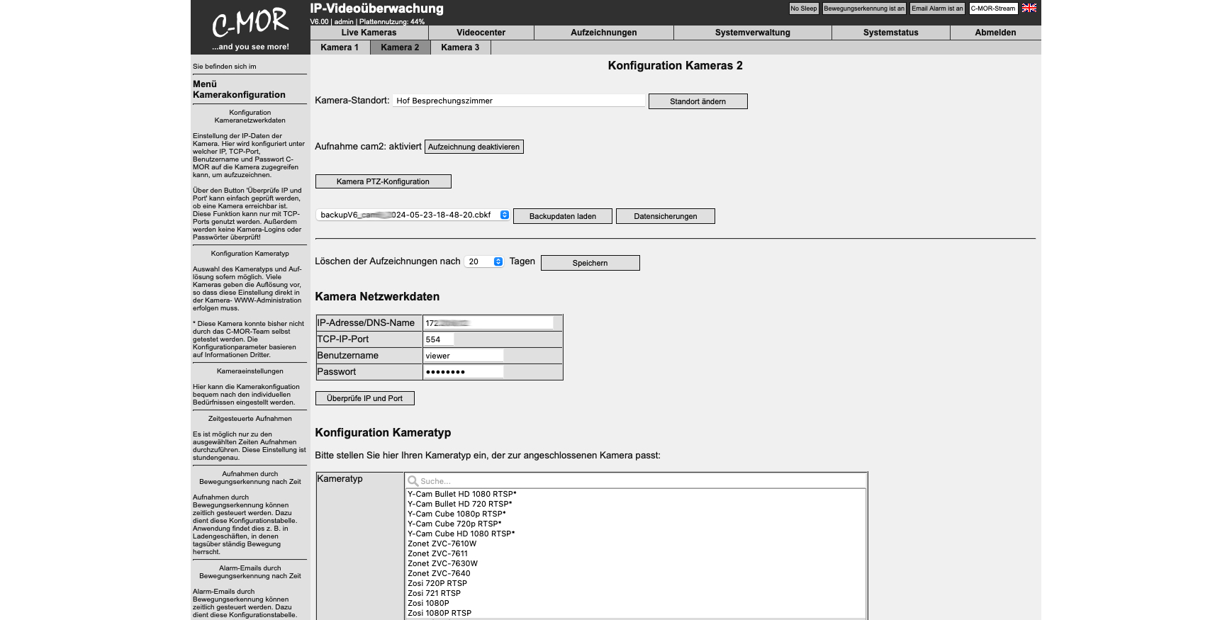 C-MOR-3Pro Kamerakonfiguration