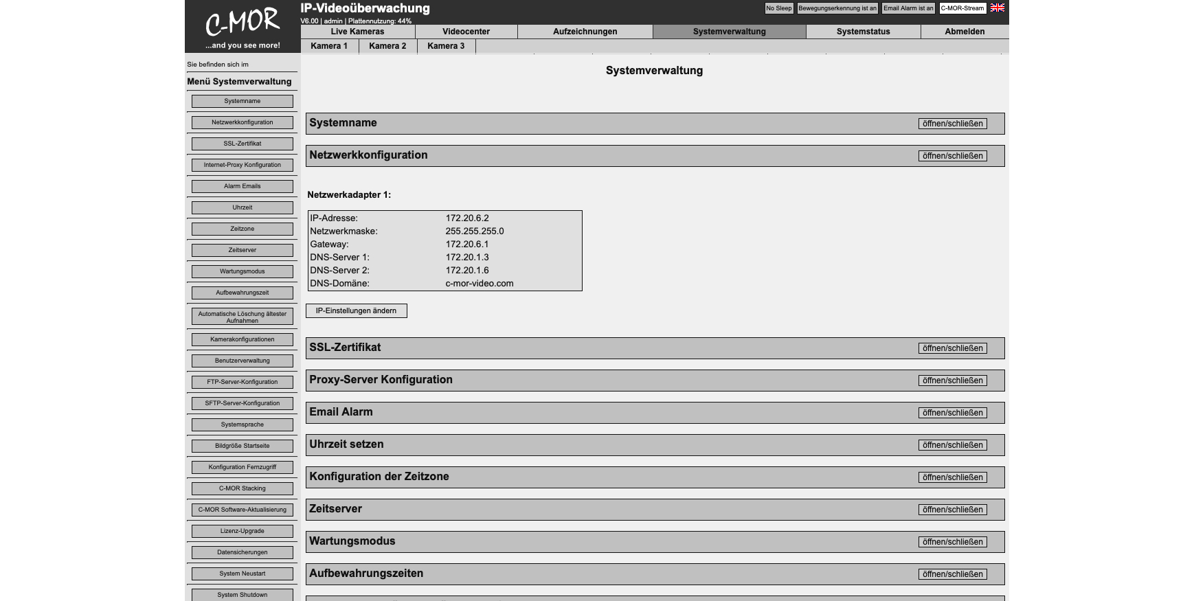 C-MOR-3Pro Systemverwaltung