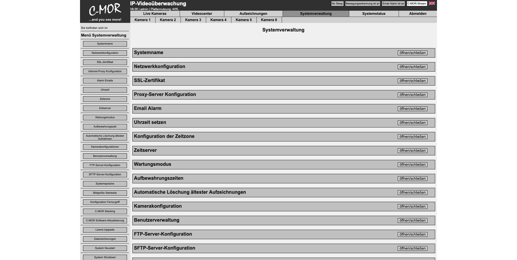 C-MOR-6VM Systemverwaltung