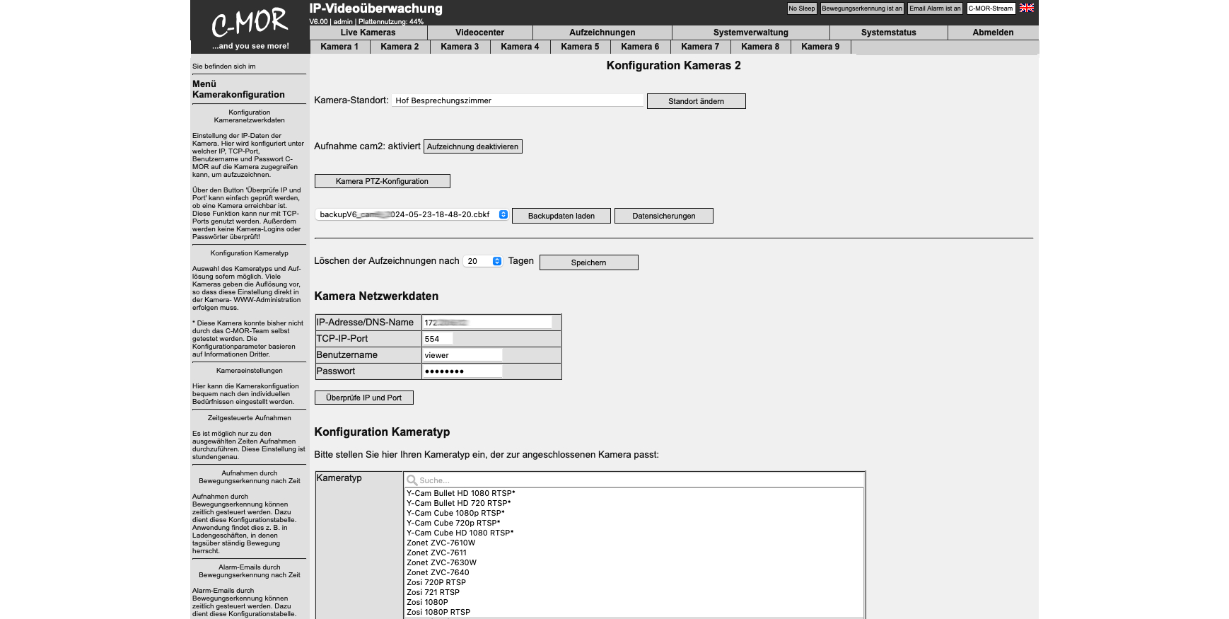 C-MOR-9Pro Kamerakonfiguration