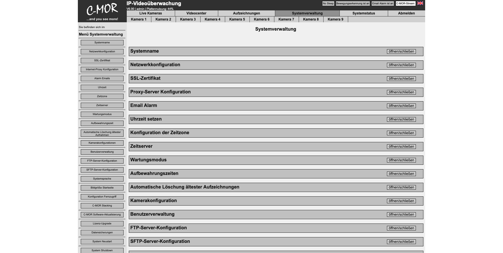 C-MOR-9Pro Systemverwaltung