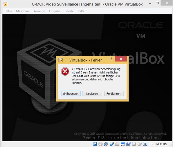 Windows VirtualBox 64Bit nicht verfügbar