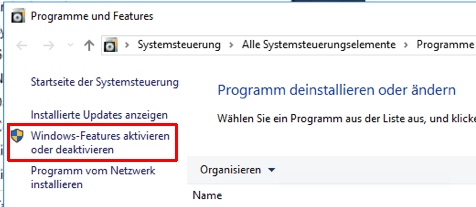 Windows Features aktivieren deaktivieren